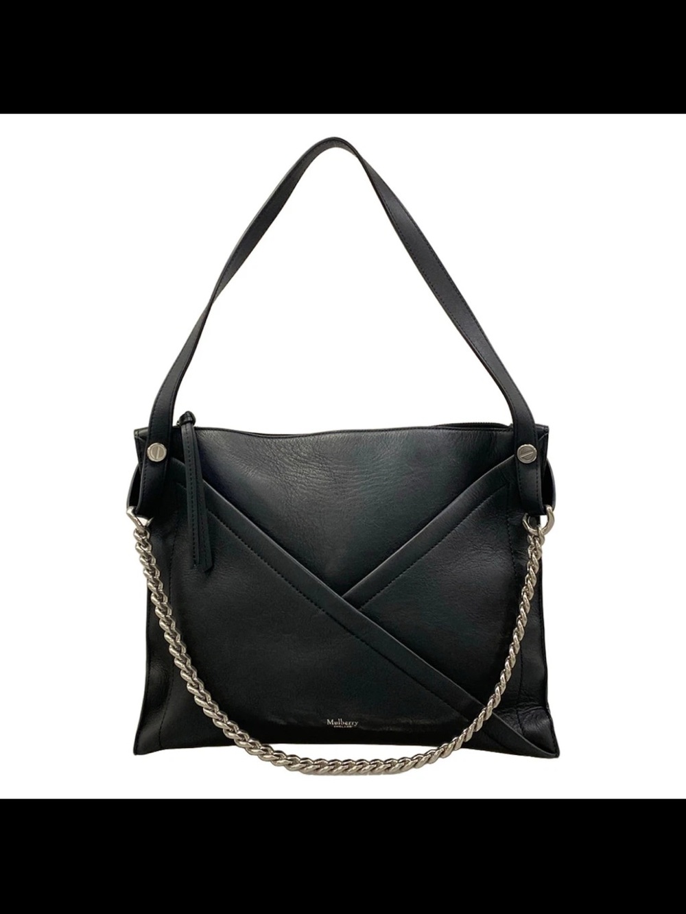 Mulberry Black Leather Shoulder Bag with Chain Strap
